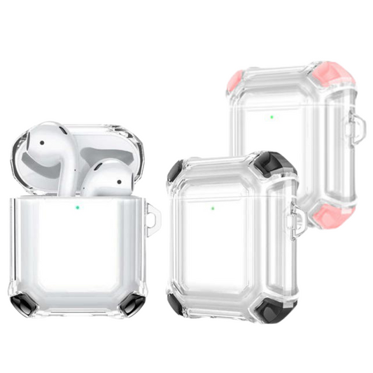 Apple AirPods 1 & 2 Transparent Heavy Duty Protecive Case With Key Ring